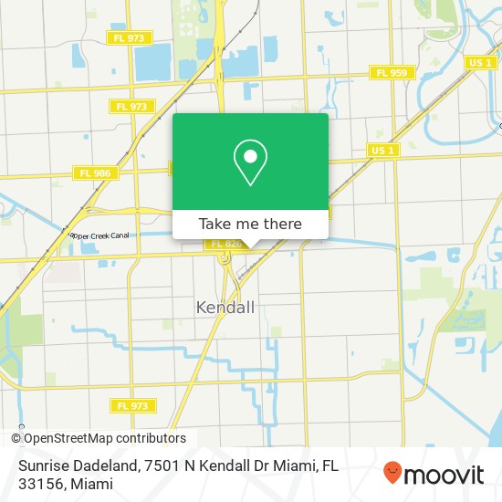 Mapa de Sunrise Dadeland, 7501 N Kendall Dr Miami, FL 33156