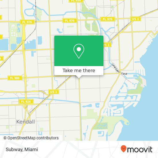 Mapa de Subway, 7400 SW 57th Ave South Miami, FL 33143