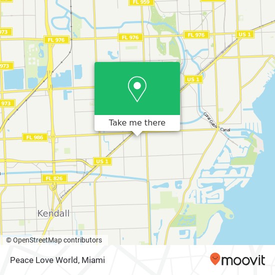 Mapa de Peace Love World, SW 58th Ct South Miami, FL 33143