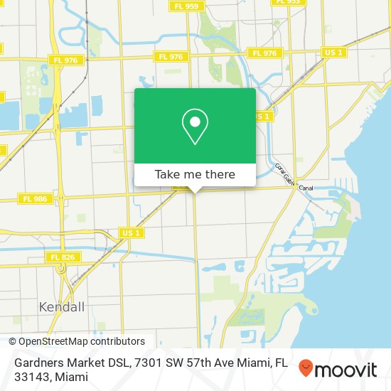 Mapa de Gardners Market DSL, 7301 SW 57th Ave Miami, FL 33143