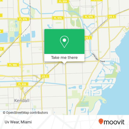 Mapa de Uv Wear, 7301 SW 57th Ct South Miami, FL 33143