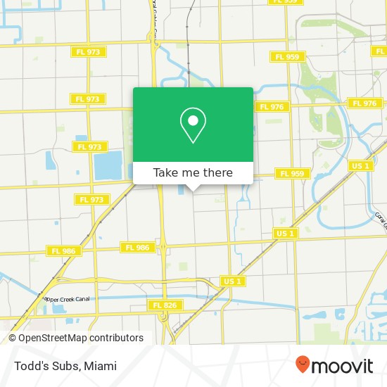 Mapa de Todd's Subs, 5975 SW 72nd Ave Miami, FL 33143