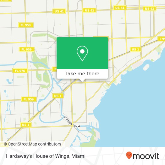 Mapa de Hardaway's House of Wings, 3809 Grand Ave Miami, FL 33133