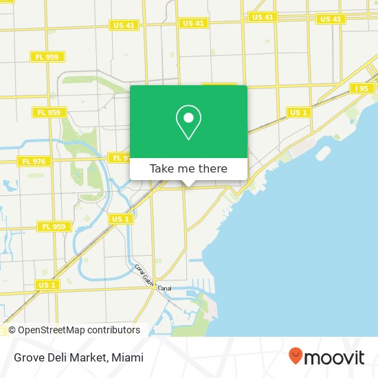 Mapa de Grove Deli Market, 3644 Grand Ave Miami, FL 33133