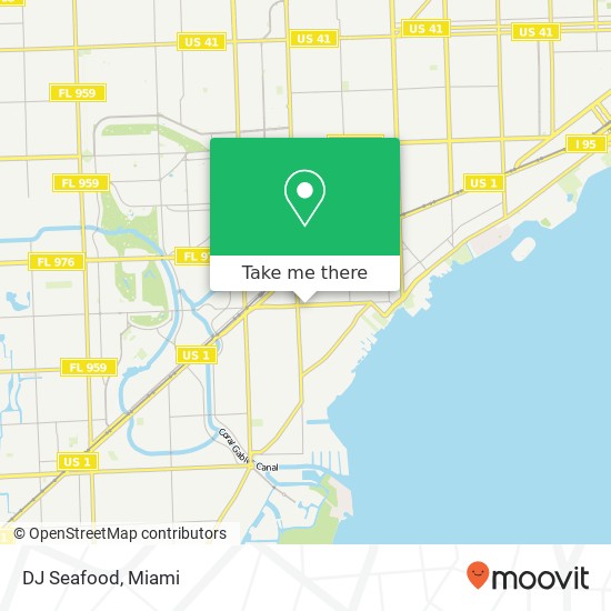 Mapa de DJ Seafood, 3646 Grand Ave Miami, FL 33133