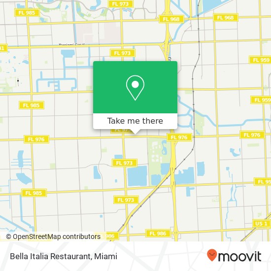 Mapa de Bella Italia Restaurant, 8393 Bird Rd Miami, FL 33155