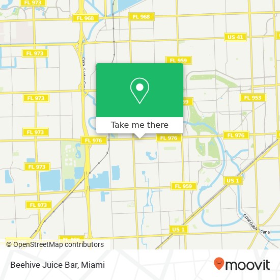 Mapa de Beehive Juice Bar, 6490 SW 40th St Miami, FL 33155