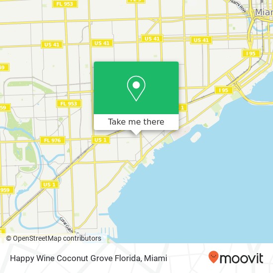 Mapa de Happy Wine Coconut Grove Florida, Bird Ave Miami, FL 33133