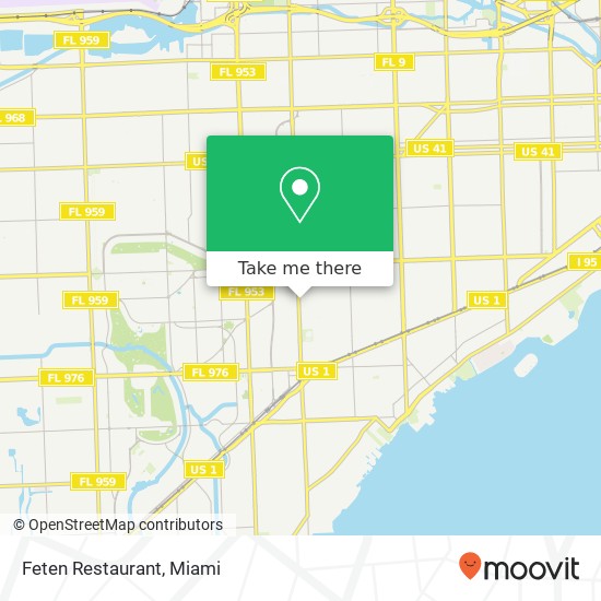Mapa de Feten Restaurant, 2475 Douglas Rd Miami, FL 33145
