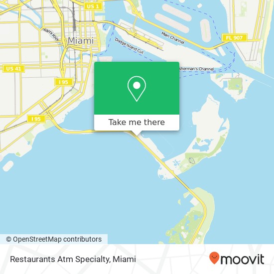 Mapa de Restaurants Atm Specialty, 3201 Rickenbacker Cswy Miami, FL 33149