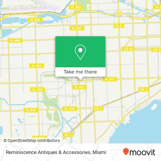 Mapa de Reminiscence Antiques & Accessories, 357 Miracle Mile Coral Gables, FL 33134