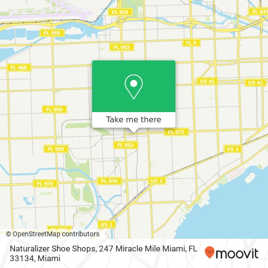 Mapa de Naturalizer Shoe Shops, 247 Miracle Mile Miami, FL 33134