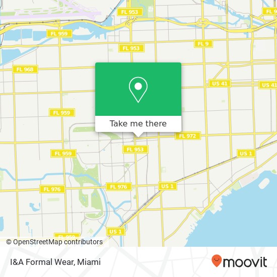 Mapa de I&A Formal Wear, 336 Miracle Mile Miami, FL 33134