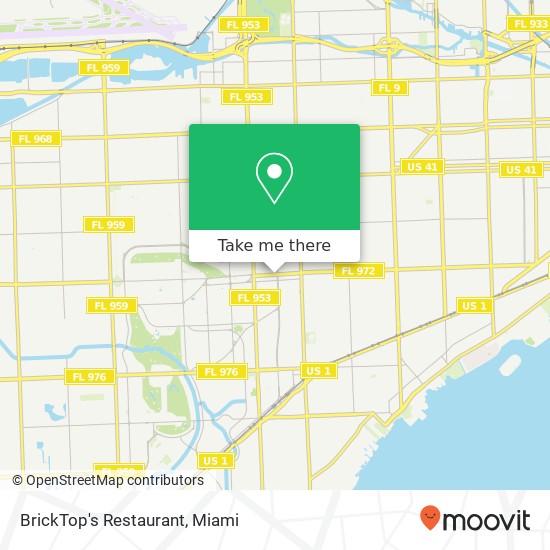 Mapa de BrickTop's Restaurant, 220 Miracle Mile Miami, FL 33134