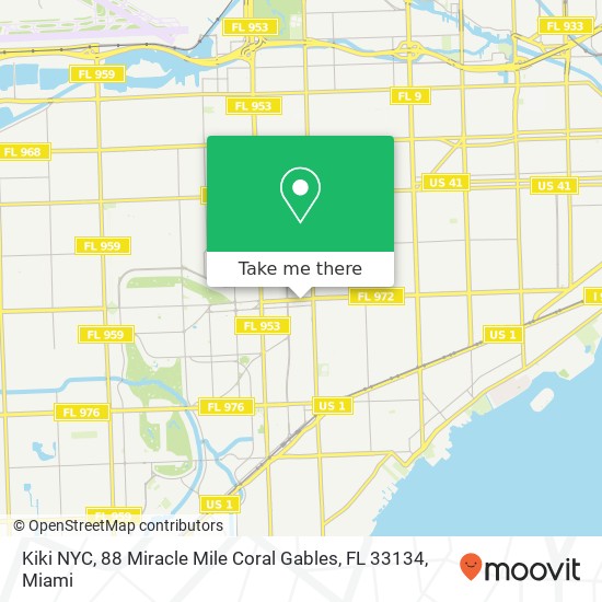 Mapa de Kiki NYC, 88 Miracle Mile Coral Gables, FL 33134
