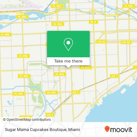 Mapa de Sugar Mama Cupcakes Boutique, 94 Miracle Mile Coral Gables, FL 33134