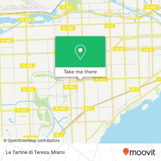 Mapa de Le Tartine di Teresa, 94 Miracle Mile Coral Gables, FL 33134