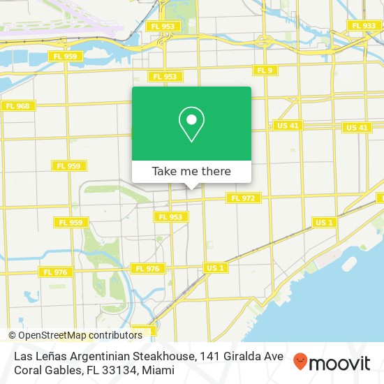 Mapa de Las Leñas Argentinian Steakhouse, 141 Giralda Ave Coral Gables, FL 33134