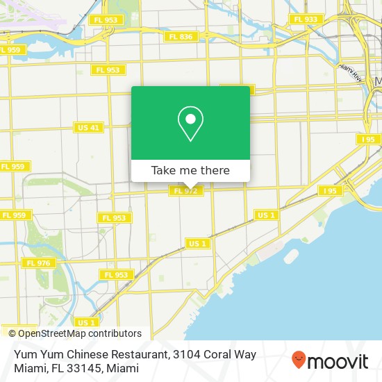 Mapa de Yum Yum Chinese Restaurant, 3104 Coral Way Miami, FL 33145