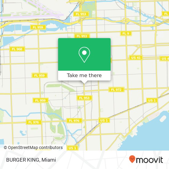Mapa de BURGER KING, 395 Alcazar Ave Coral Gables, FL 33134