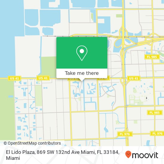 Mapa de El Lido Plaza, 869 SW 132nd Ave Miami, FL 33184