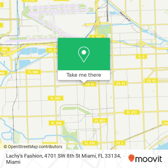 Mapa de Lachy's Fashion, 4701 SW 8th St Miami, FL 33134