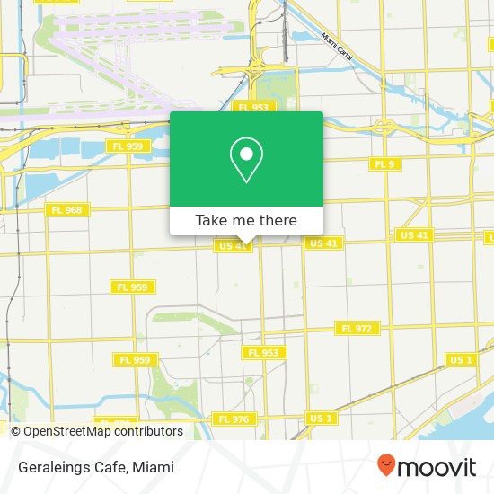 Mapa de Geraleings Cafe, 4320 SW 8th St Miami, FL 33134