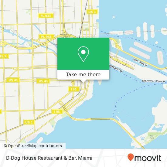 Mapa de D-Dog House Restaurant & Bar, 50 SW 10th St Miami, FL 33130