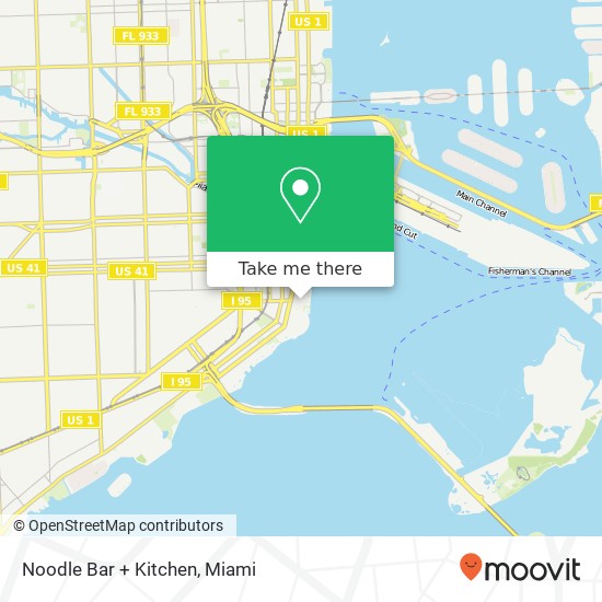 Mapa de Noodle Bar + Kitchen, 1200 Brickell Bay Dr Miami, FL 33131