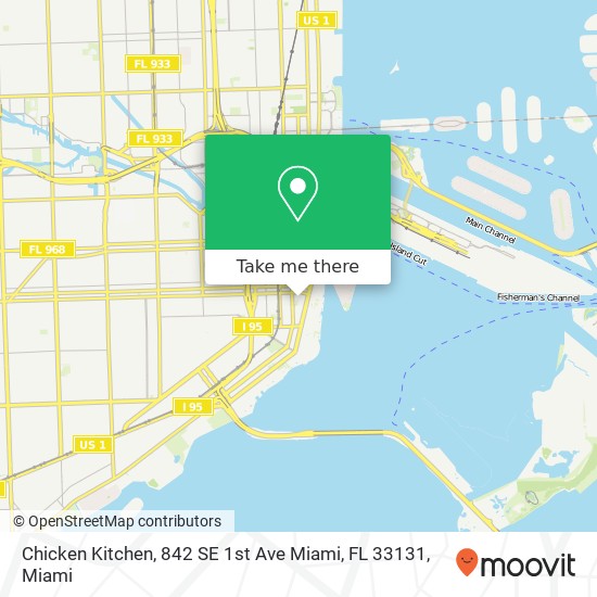 Mapa de Chicken Kitchen, 842 SE 1st Ave Miami, FL 33131