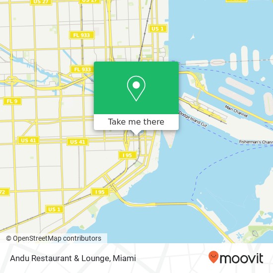 Mapa de Andu Restaurant & Lounge, 141 SW 7th St Miami, FL 33130