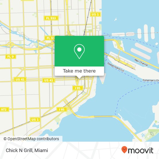 Mapa de Chick N Grill, 250 SW 8th St Miami, FL 33130