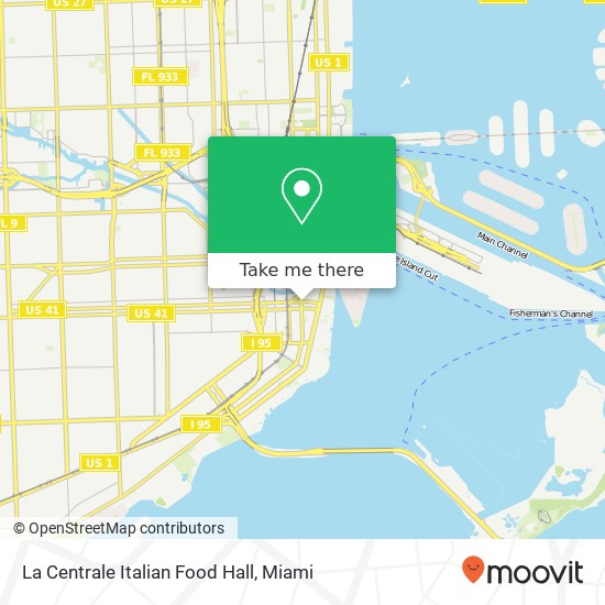Mapa de La Centrale Italian Food Hall, 701 S Miami Ave Miami, FL 33130