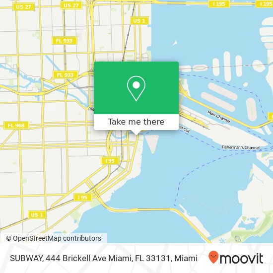 Mapa de SUBWAY, 444 Brickell Ave Miami, FL 33131