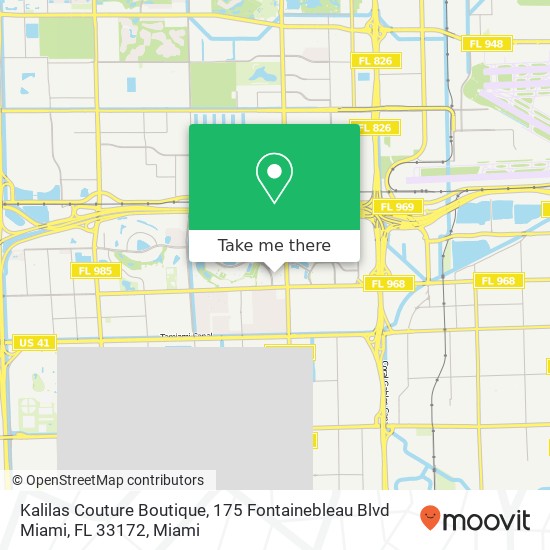 Mapa de Kalilas Couture Boutique, 175 Fontainebleau Blvd Miami, FL 33172