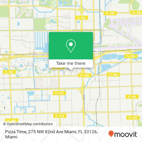 Mapa de Pizza Time, 275 NW 82nd Ave Miami, FL 33126