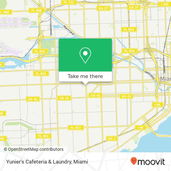 Mapa de Yunier's Cafeteria & Laundry, 2710 SW 1st St Miami, FL 33135