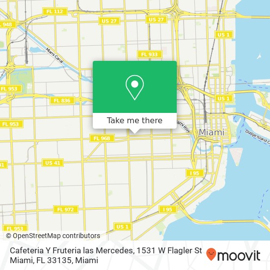 Mapa de Cafeteria Y Fruteria las Mercedes, 1531 W Flagler St Miami, FL 33135