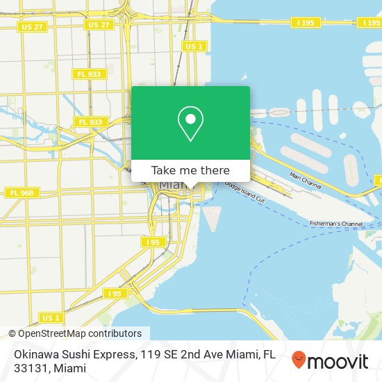 Mapa de Okinawa Sushi Express, 119 SE 2nd Ave Miami, FL 33131