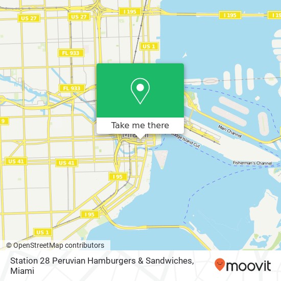 Mapa de Station 28 Peruvian Hamburgers & Sandwiches, 91 SE 2nd St Miami, FL 33131