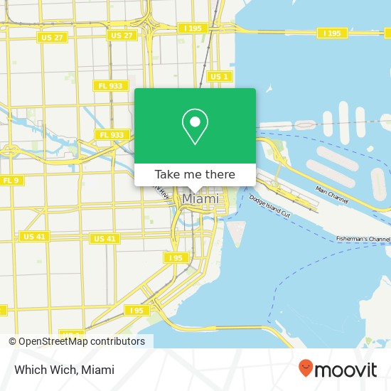 Mapa de Which Wich, 91 NW 1st St Miami, FL 33128