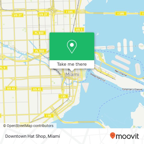 Mapa de Downtown Hat Shop, 144 N Miami Ave Miami, FL 33128