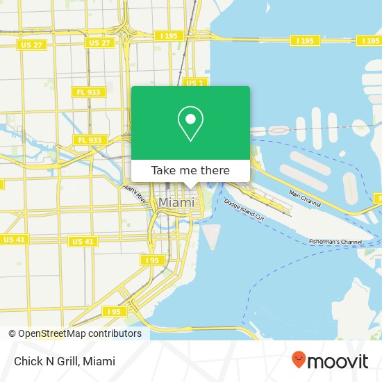 Mapa de Chick N Grill, 208 NE 3rd St Miami, FL 33132