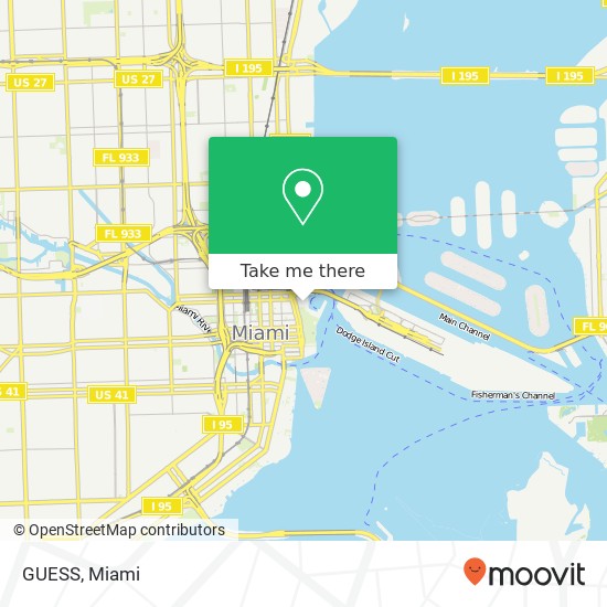 Mapa de GUESS, 401 Biscayne Blvd Miami, FL 33132