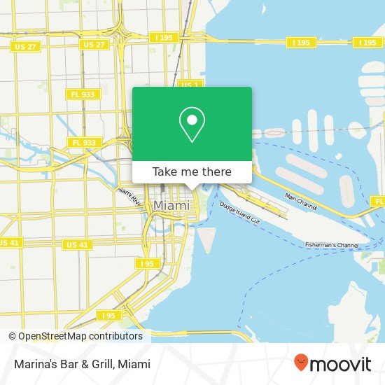 Mapa de Marina's Bar & Grill, 340 Biscayne Blvd Miami, FL 33132