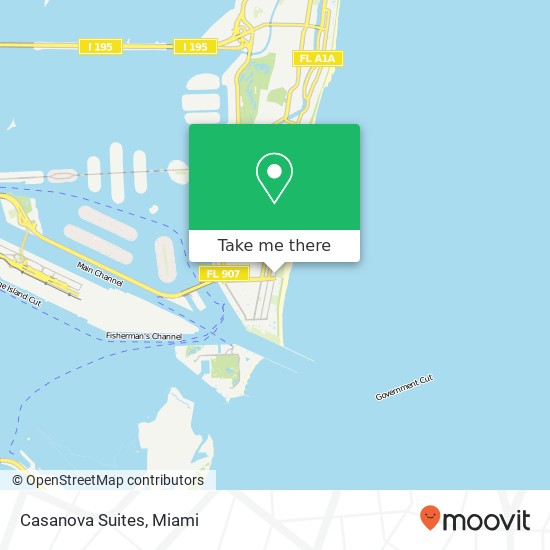 Mapa de Casanova Suites, 524 Ocean Dr Miami Beach, FL 33139