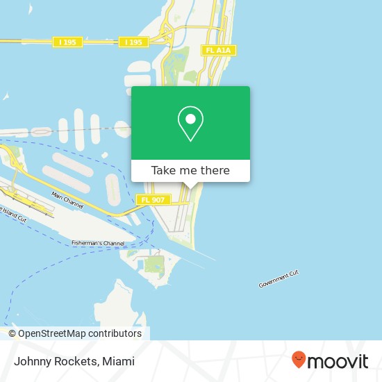 Mapa de Johnny Rockets, 728 Ocean Dr Miami Beach, FL 33139