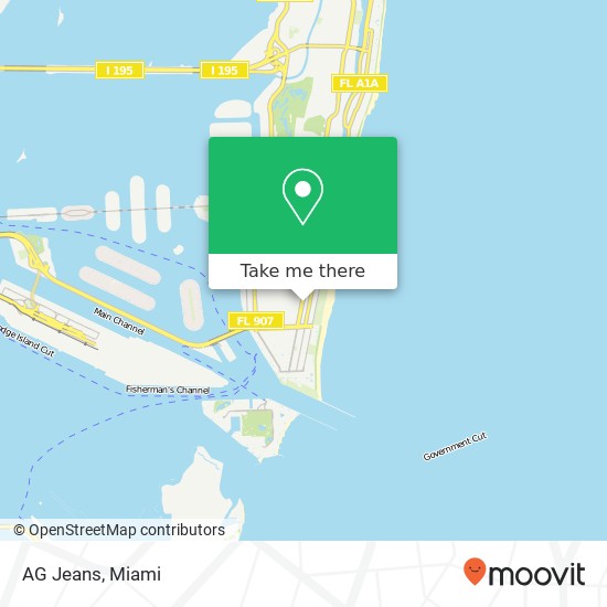 Mapa de AG Jeans, 755 Washington Ave Miami Beach, FL 33139