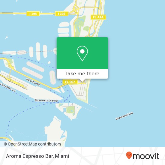 Mapa de Aroma Espresso Bar, 540 Collins Ct Miami Beach, FL 33139
