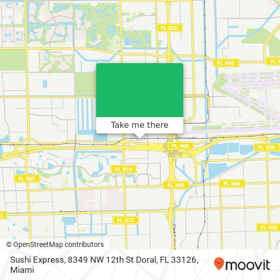 Mapa de Sushi Express, 8349 NW 12th St Doral, FL 33126